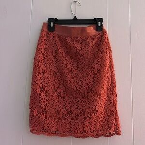 Ann Taylor Pink Embellished Midi Pencil Skirt